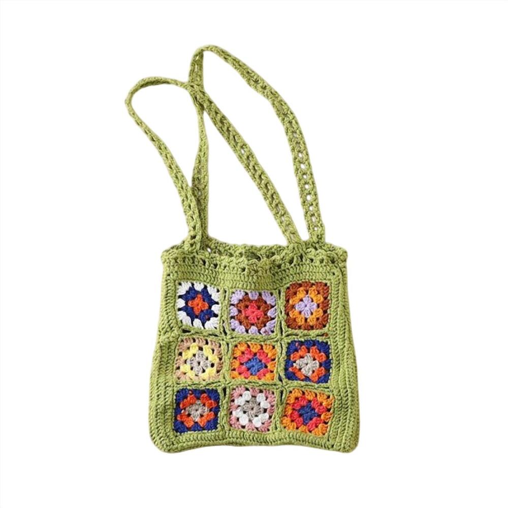 NEW JUDSON & CO. crochet granny square mini tote bag in green